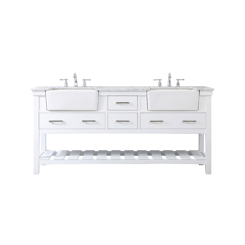 Elegant Kitchen/Bath Clement 72" Double Bathroom Vanity, White - VF60172DWH