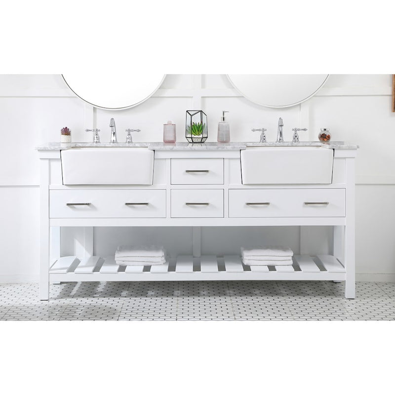 Elegant Kitchen/Bath Clement 72" Double Bathroom Vanity, White