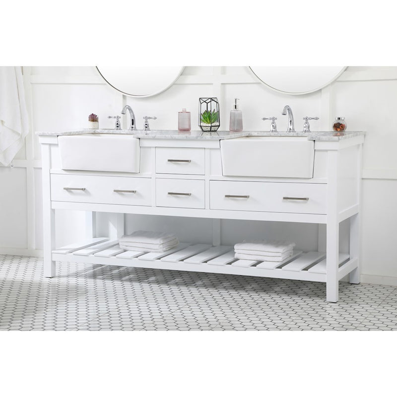 Elegant Kitchen/Bath Clement 72" Double Bathroom Vanity, White