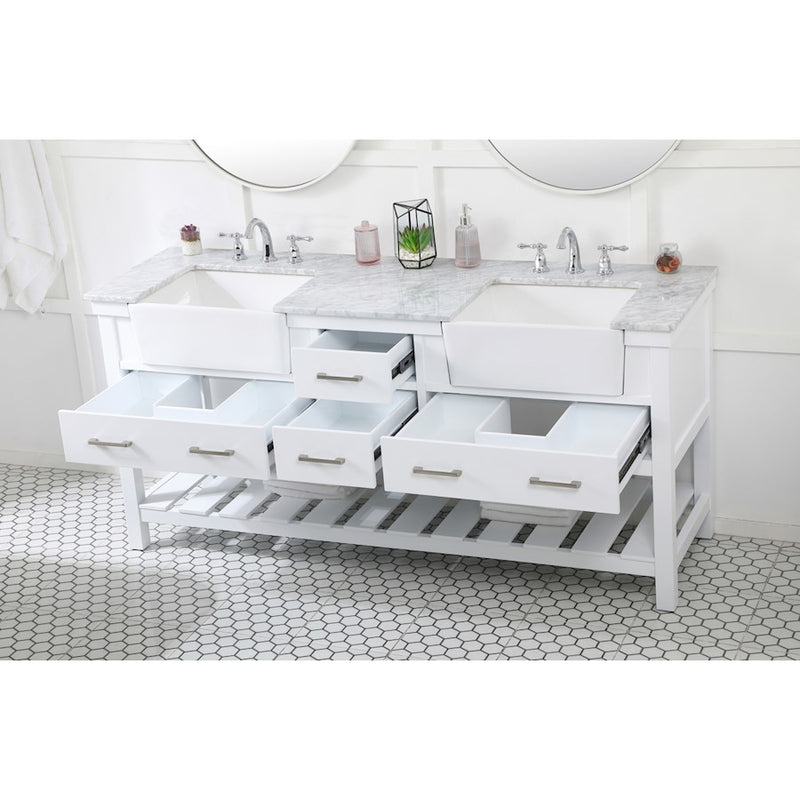 Elegant Kitchen/Bath Clement 72" Double Bathroom Vanity, White
