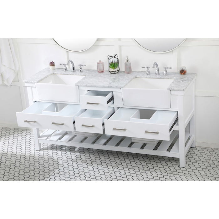 Elegant Kitchen/Bath Clement 72" Double Bathroom Vanity, White