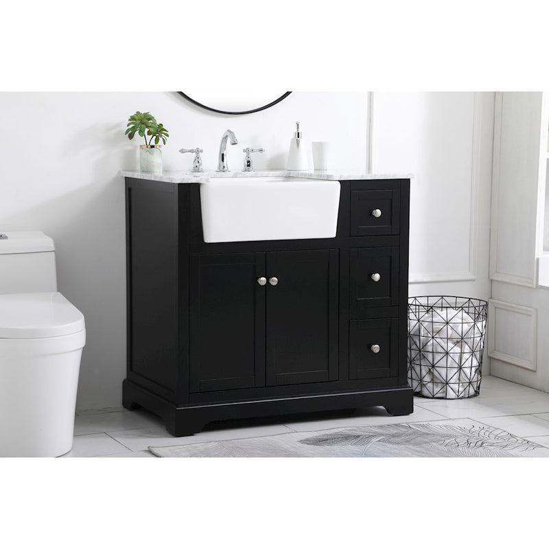 Elegant Kitchen/Bath Franklin 36" Single Bathroom Vanity, Black