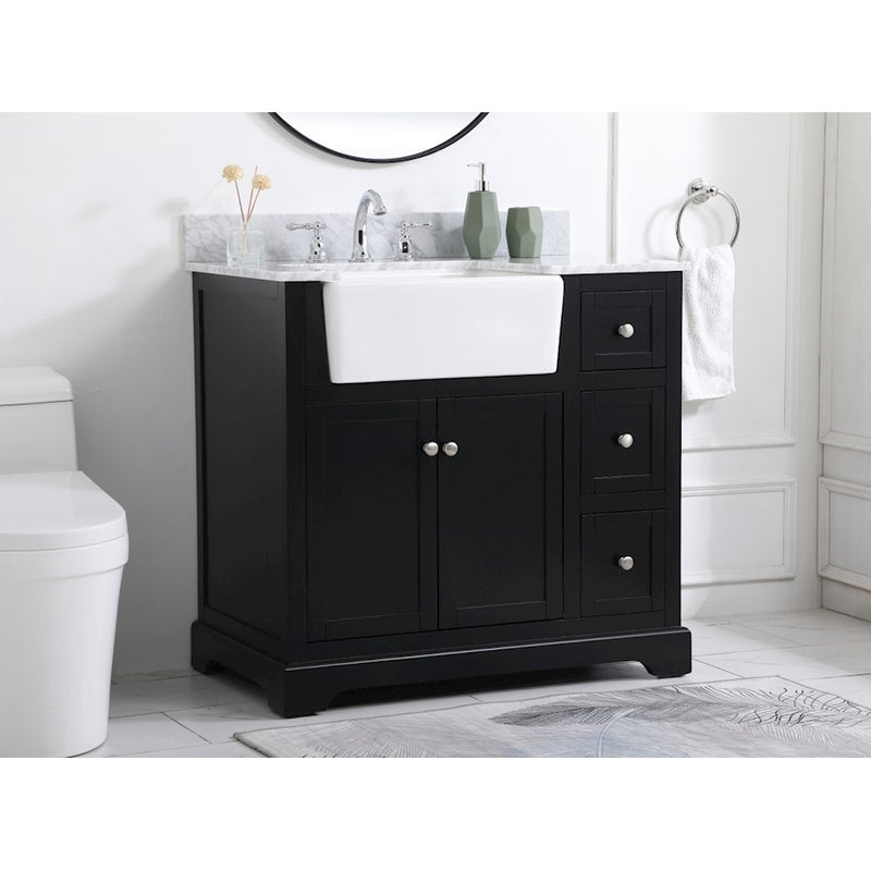 Elegant Franklin 36" Single Bathroom Vanity, Black/Backsplash