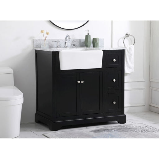 Elegant Franklin 36" Single Bathroom Vanity, Black/Backsplash