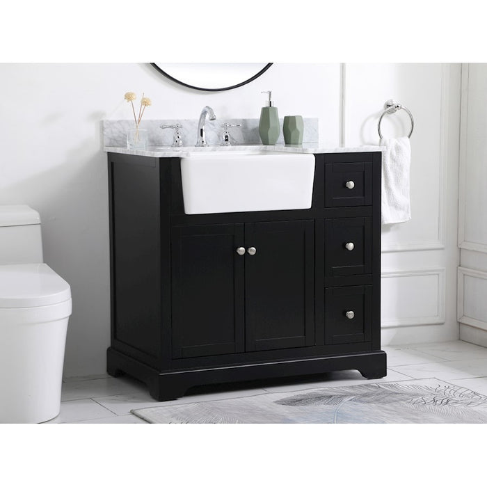 Elegant Franklin 36" Single Bathroom Vanity, Black/Backsplash