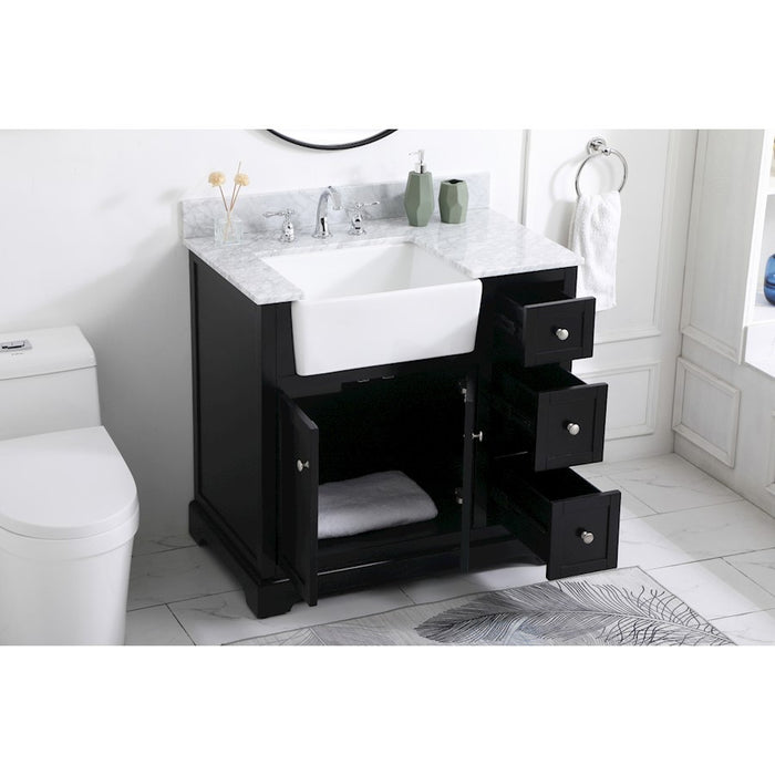 Elegant Franklin 36" Single Bathroom Vanity, Black/Backsplash