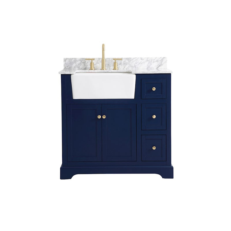 Elegant Franklin 36" Single Bathroom Vanity, Blue/Backsplash - VF60236BL-BS