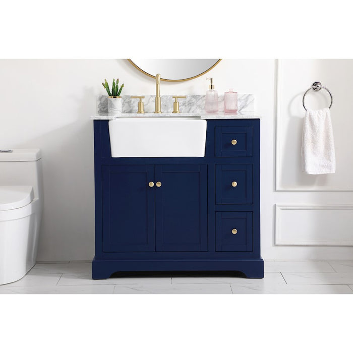Elegant Franklin 36" Single Bathroom Vanity, Blue/Backsplash
