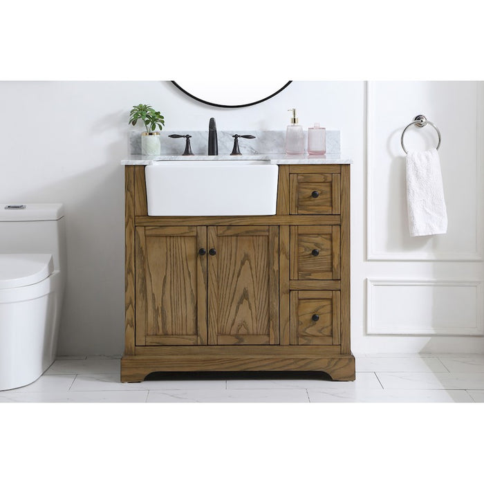 Elegant Franklin 36" Single Bathroom Vanity, Driftwood/Backsplash