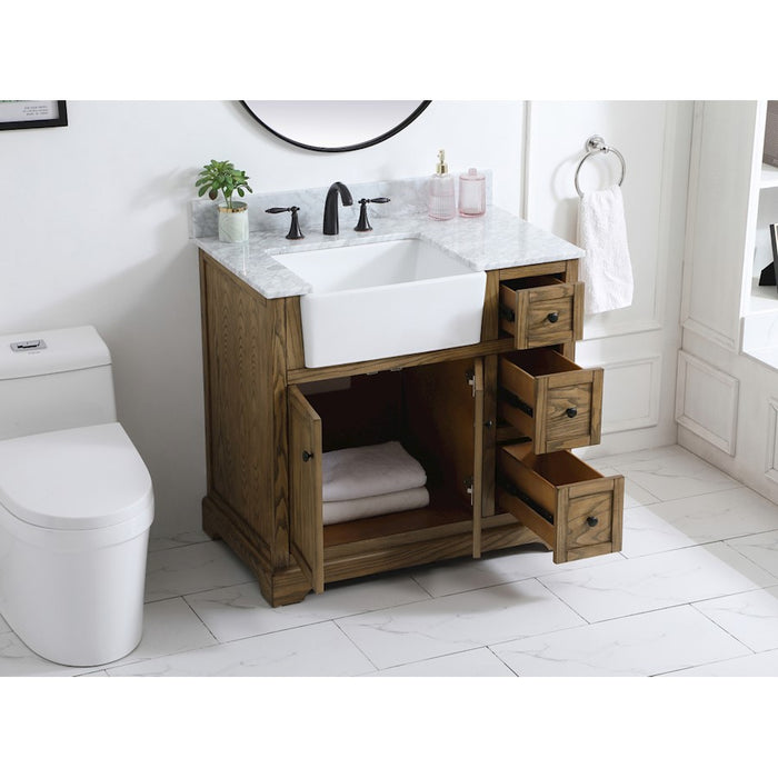 Elegant Franklin 36" Single Bathroom Vanity, Driftwood/Backsplash