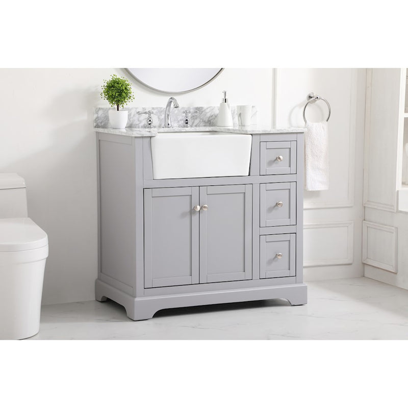 Elegant Franklin 36" Single Bathroom Vanity, Grey/Backsplash