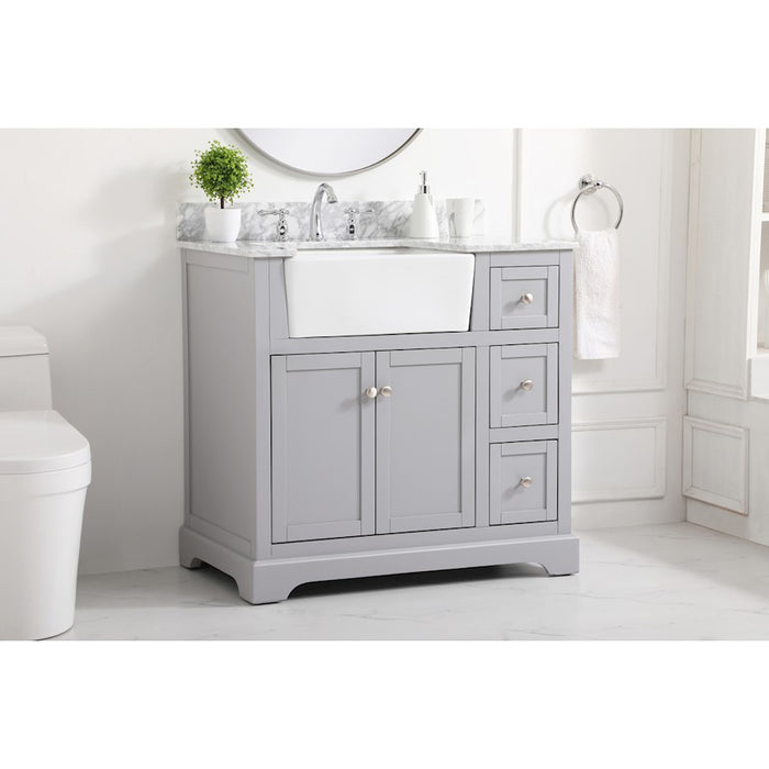 Elegant Franklin 36" Single Bathroom Vanity, Grey/Backsplash