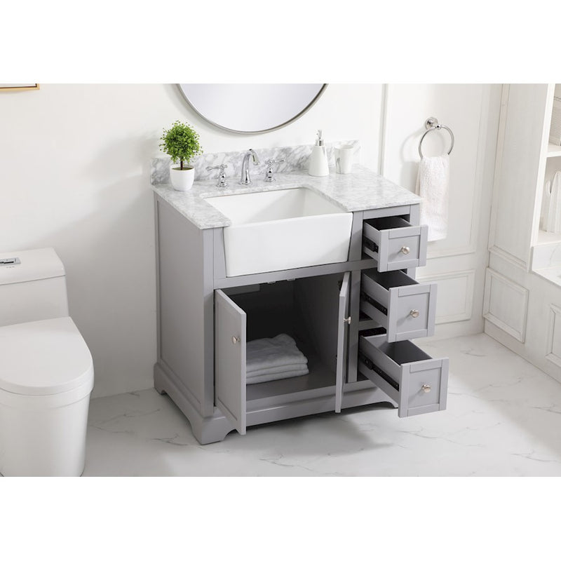 Elegant Franklin 36" Single Bathroom Vanity, Grey/Backsplash