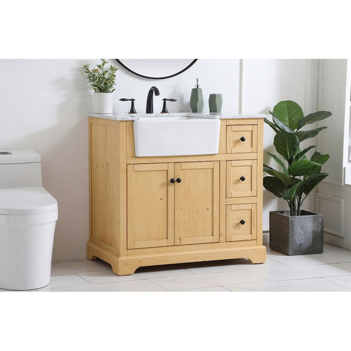 Elegant Franklin 36" Single Bathroom Vanity, Natural Wood