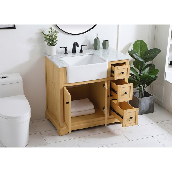Elegant Franklin 36" Single Bathroom Vanity, Natural Wood