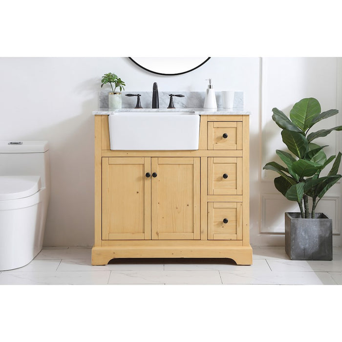 Elegant Franklin 36" Single Vanity, Natural Wood/Backsplash