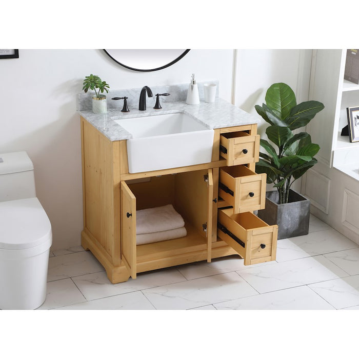 Elegant Franklin 36" Single Vanity, Natural Wood/Backsplash