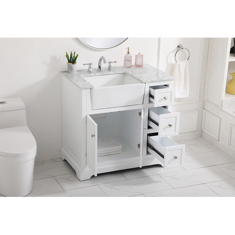 Elegant Kitchen/Bath Franklin 36" Single Bathroom Vanity, White