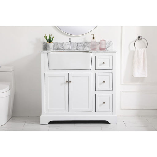 Elegant Franklin 36" Single Bathroom Vanity, White/Backsplash
