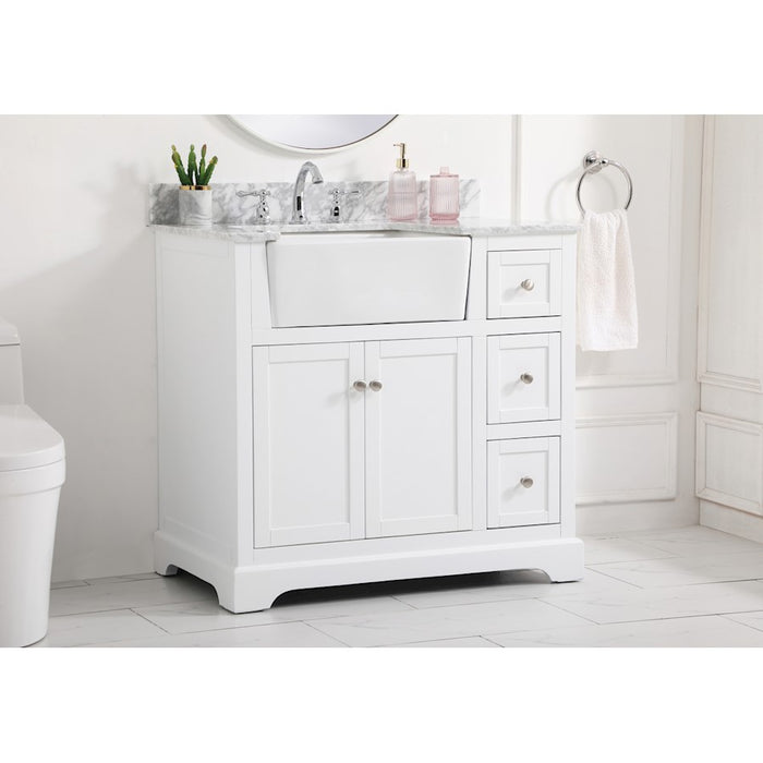Elegant Franklin 36" Single Bathroom Vanity, White/Backsplash