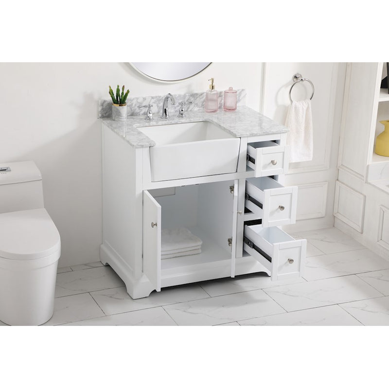 Elegant Franklin 36" Single Bathroom Vanity, White/Backsplash