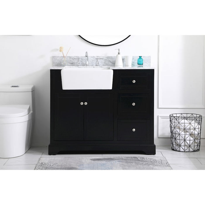 Elegant Franklin 42" Single Bathroom Vanity, Black/Backsplash