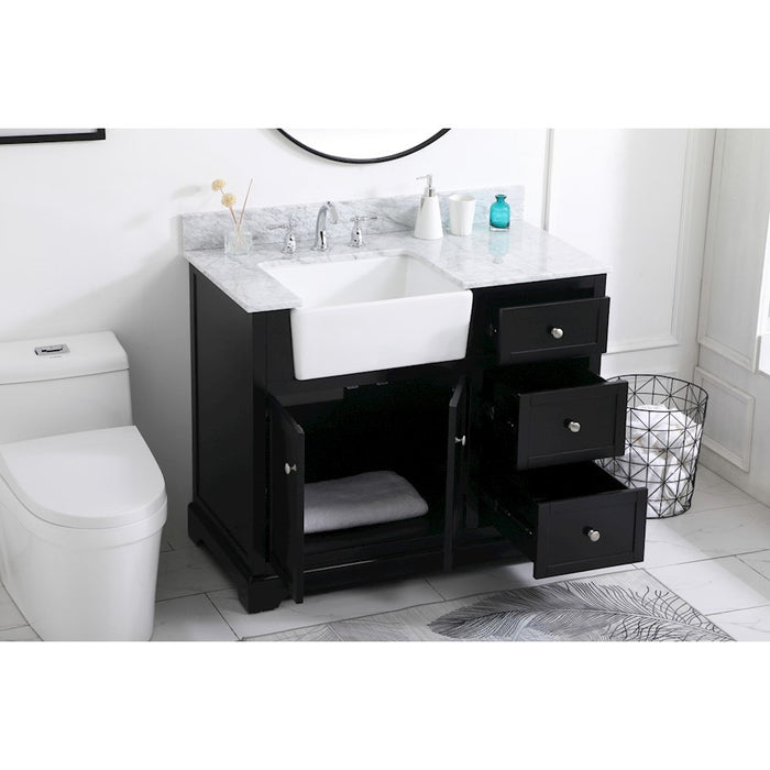 Elegant Franklin 42" Single Bathroom Vanity, Black/Backsplash