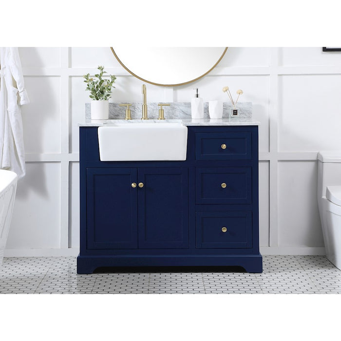 Elegant Franklin 42" Single Bathroom Vanity, Blue/Backsplash