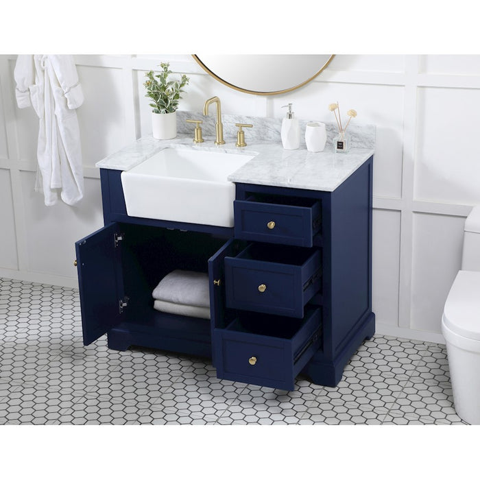 Elegant Franklin 42" Single Bathroom Vanity, Blue/Backsplash