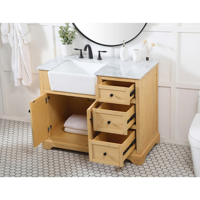 Elegant Franklin 42" Single Bathroom Vanity, Natural Wood