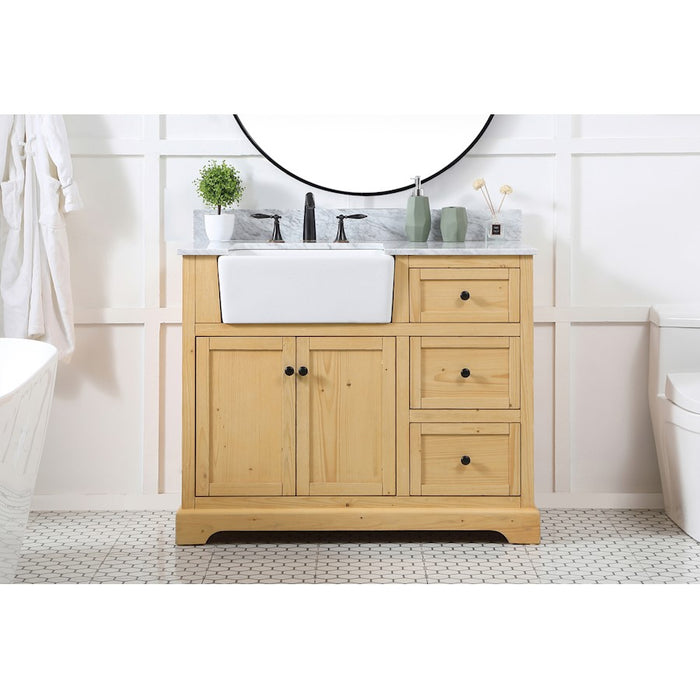 Elegant Franklin 42" Single Vanity, Natural Wood/Backsplash