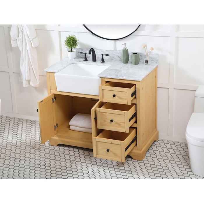 Elegant Franklin 42" Single Vanity, Natural Wood/Backsplash