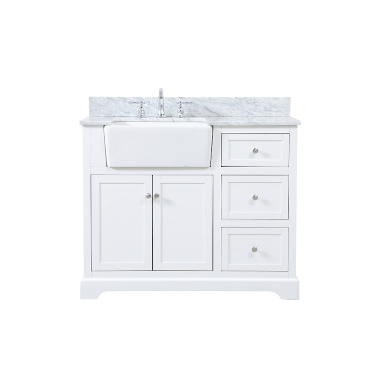 Elegant Franklin 42" Single Bathroom Vanity, White/Backsplash - VF60242WH-BS