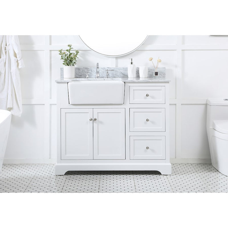 Elegant Franklin 42" Single Bathroom Vanity, White/Backsplash