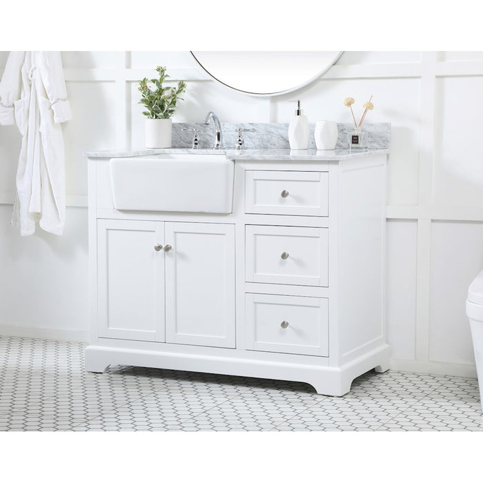 Elegant Franklin 42" Single Bathroom Vanity, White/Backsplash