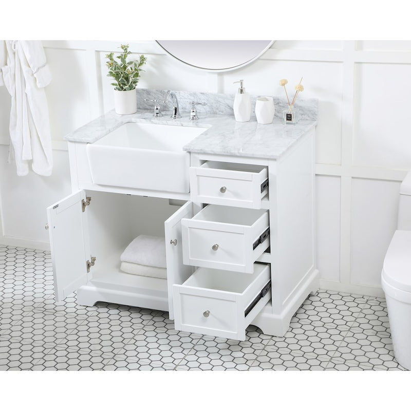 Elegant Franklin 42" Single Bathroom Vanity, White/Backsplash