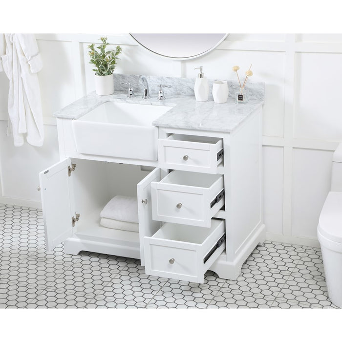 Elegant Franklin 42" Single Bathroom Vanity, White/Backsplash