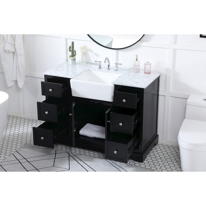 Elegant Kitchen/Bath Franklin 48" Single Bathroom Vanity, Black