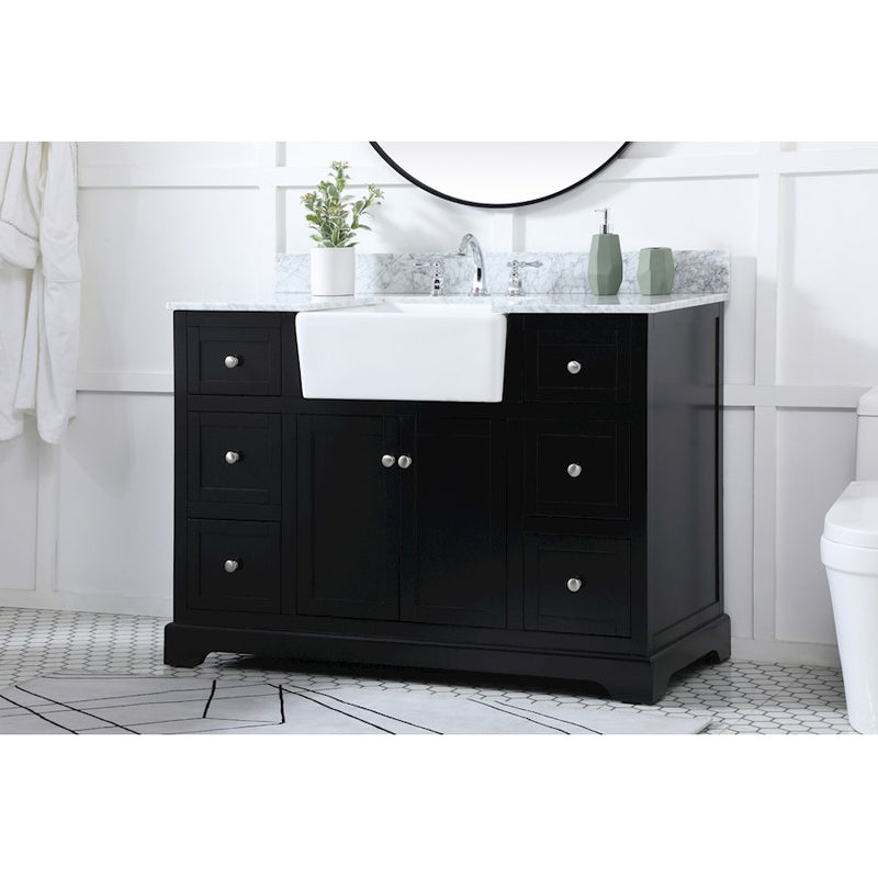 Elegant Franklin 48" Single Bathroom Vanity, Black/Backsplash
