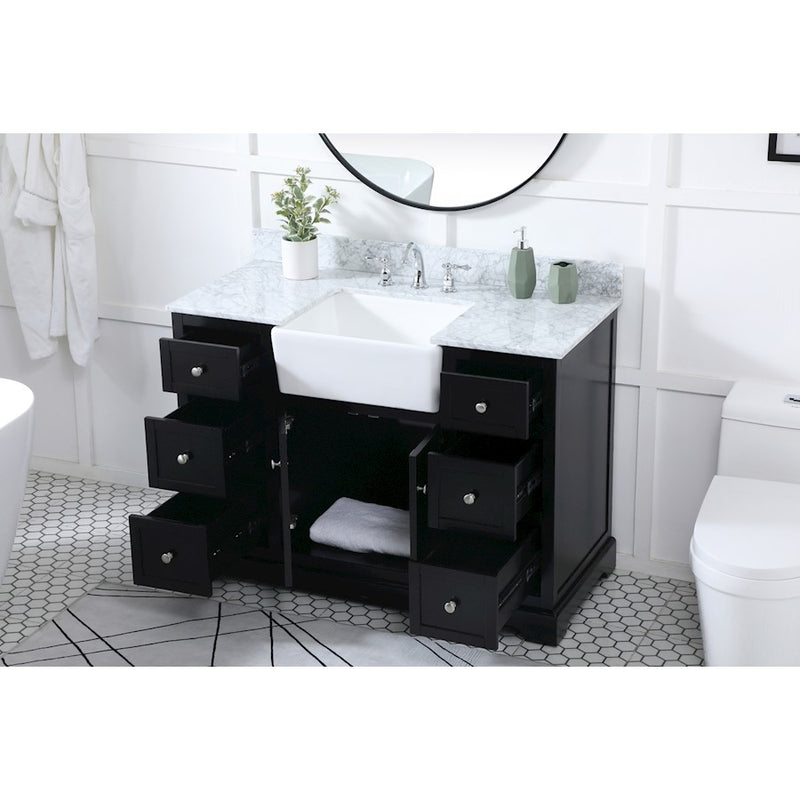 Elegant Franklin 48" Single Bathroom Vanity, Black/Backsplash