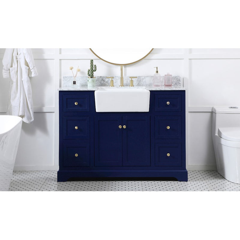 Elegant Kitchen/Bath Franklin 48" Single Bathroom Vanity, Blue/BS