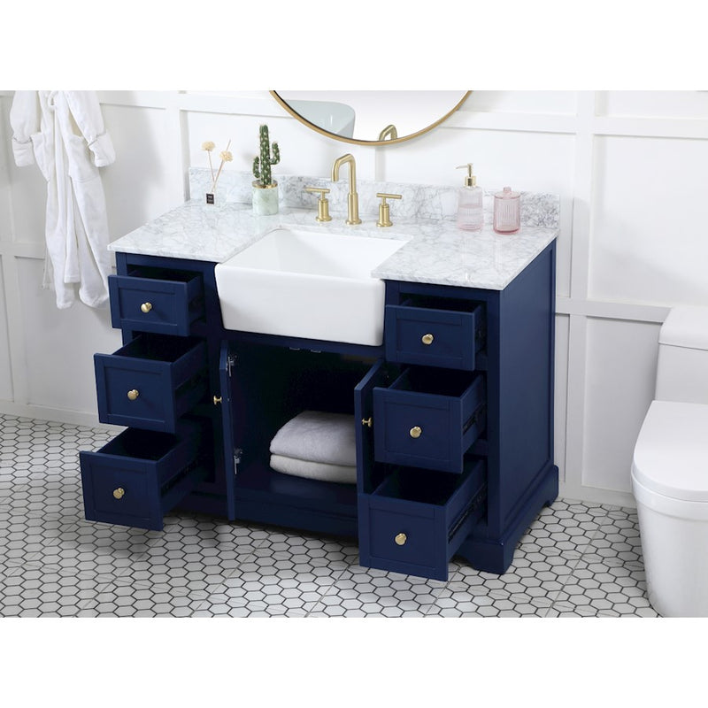 Elegant Kitchen/Bath Franklin 48" Single Bathroom Vanity, Blue/BS