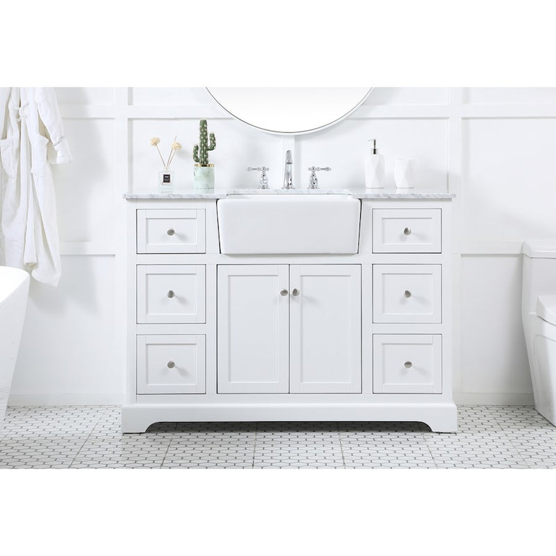 Elegant Kitchen/Bath Franklin 48" Single Bathroom Vanity, White