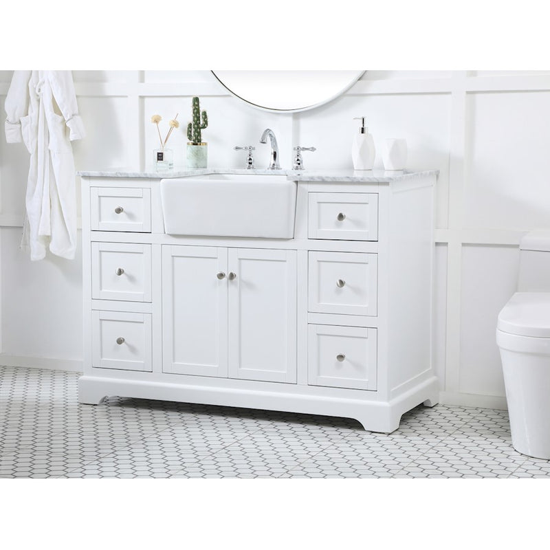 Elegant Kitchen/Bath Franklin 48" Single Bathroom Vanity, White