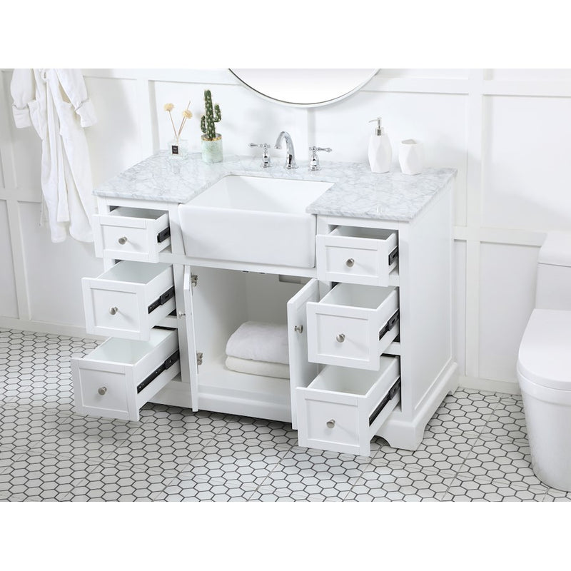 Elegant Kitchen/Bath Franklin 48" Single Bathroom Vanity, White