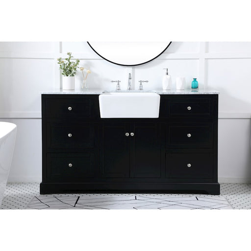 Elegant Kitchen/Bath Franklin 60" Single Bathroom Vanity, Black