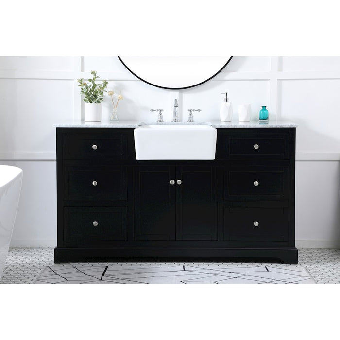 Elegant Kitchen/Bath Franklin 60" Single Bathroom Vanity, Black