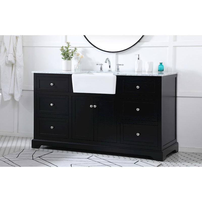Elegant Kitchen/Bath Franklin 60" Single Bathroom Vanity, Black