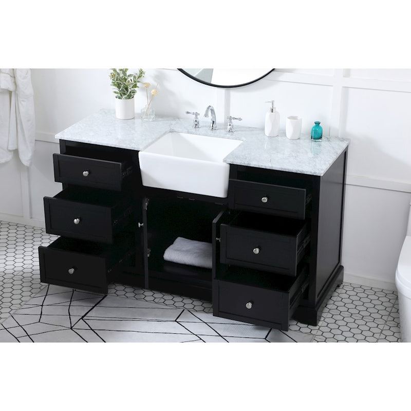 Elegant Kitchen/Bath Franklin 60" Single Bathroom Vanity, Black