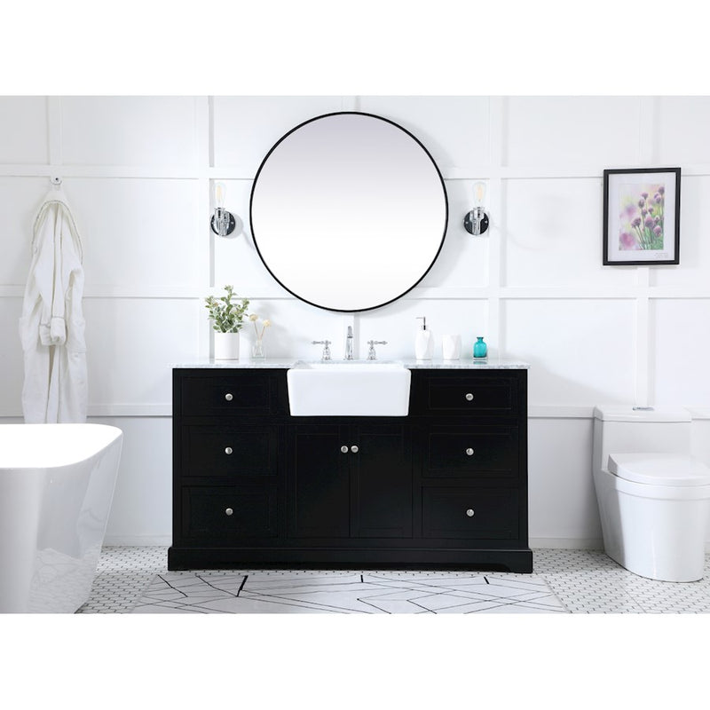 Elegant Kitchen/Bath Franklin 60" Single Bathroom Vanity, Black